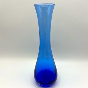 hand blown blue glass vase Heavy Bottom 9. 3/4 X 3. Inch Some Scratches So Cute